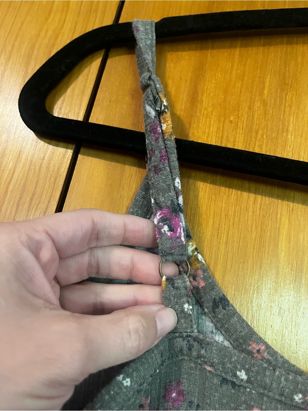 Maurices Gray Floral Ribbed Camisole with Tie Waist - Picture 9 of 9